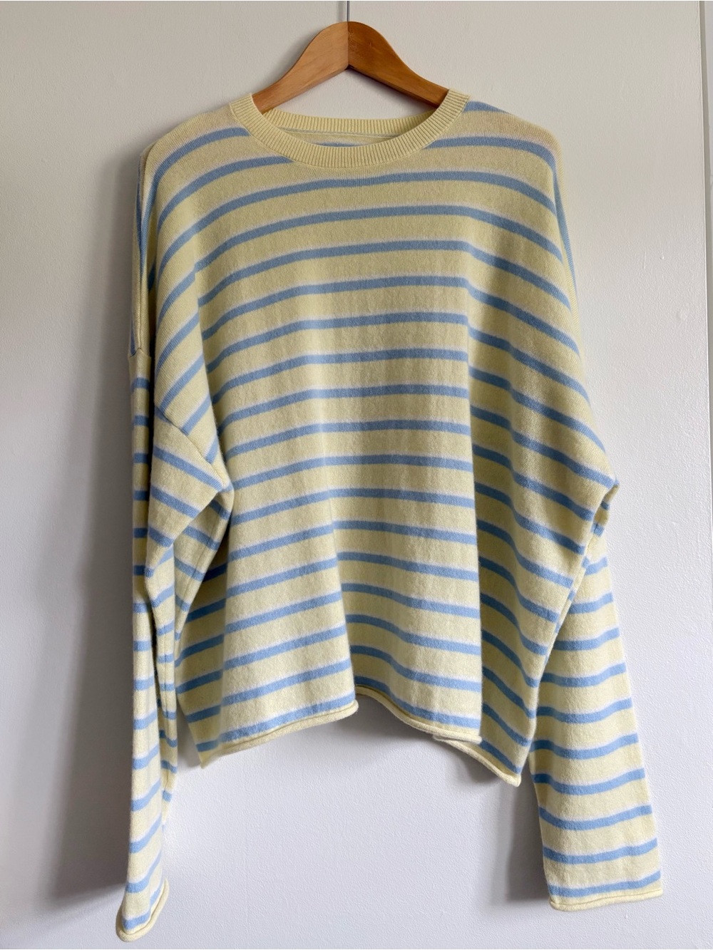 Daily Drills Cashmere Resort Pants & Crew Sweater Set in Yellow Stripe